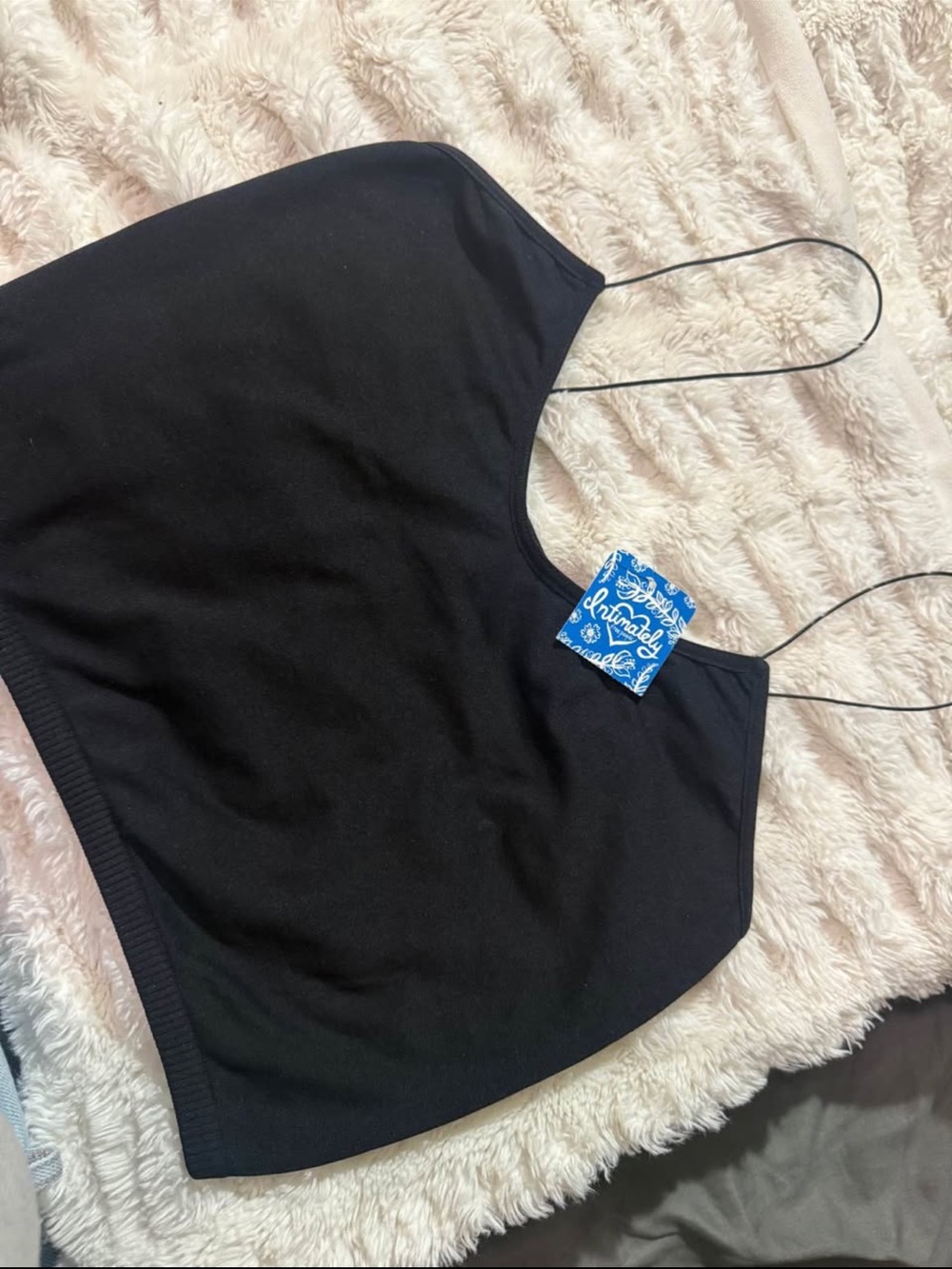Free People Black Spaghetti-Strap Crop Tank
